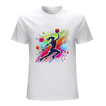 Inkmay Casual  Cotton T-shirt Basketball Player With Colorful Splash Design Unisex T-shirtNeat Smooth T-Shirt