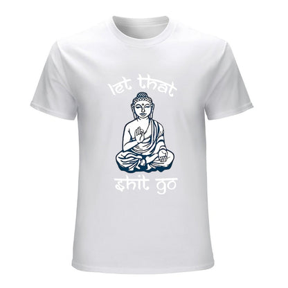 Inkmay Casual  Cotton T-shirt Buddha Sitting In Meditation Pose Art Unisex T-shirtEdition Colorfast T-Shirt