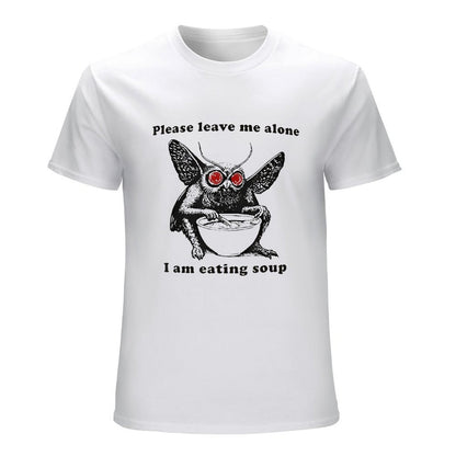 Inkmay Casual  Cotton T-shirt Moth Eating Soup With Red Eyes Unisex T-shirtStandard SmoothWear T-Shirt
