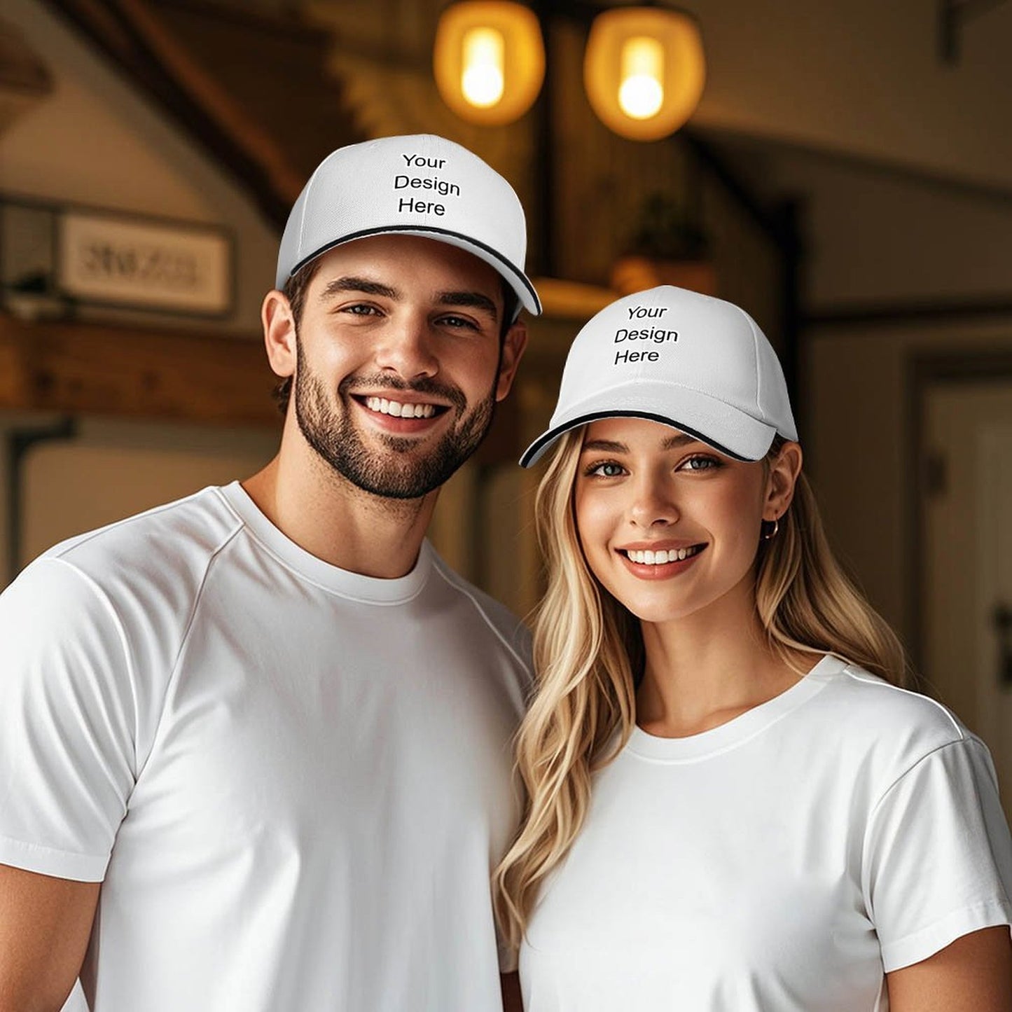 Custom white sandwich baseball cap