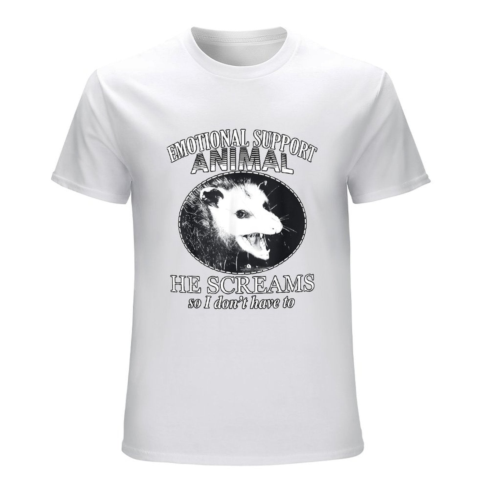 Inkmay Casual  Cotton T-shirt Emotional Support Animal He Screams So Unisex T-shirtSoftLine ClassicStyle T-Shirt