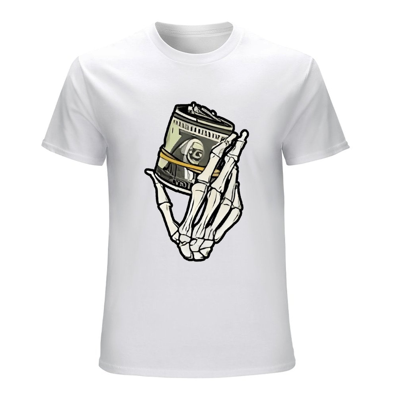 Inkmay Casual  Cotton T-shirt Skeleton Hand Holding Film Roll Art Unisex T-shirtChill Colorfast T-Shirt