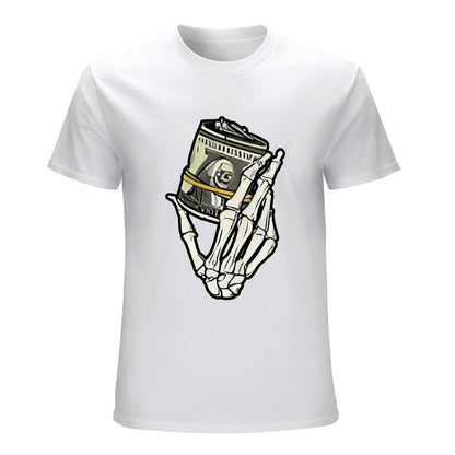 Inkmay Casual  Cotton T-shirt Skeleton Hand Holding Film Roll Art Unisex T-shirtChill Colorfast T-Shirt