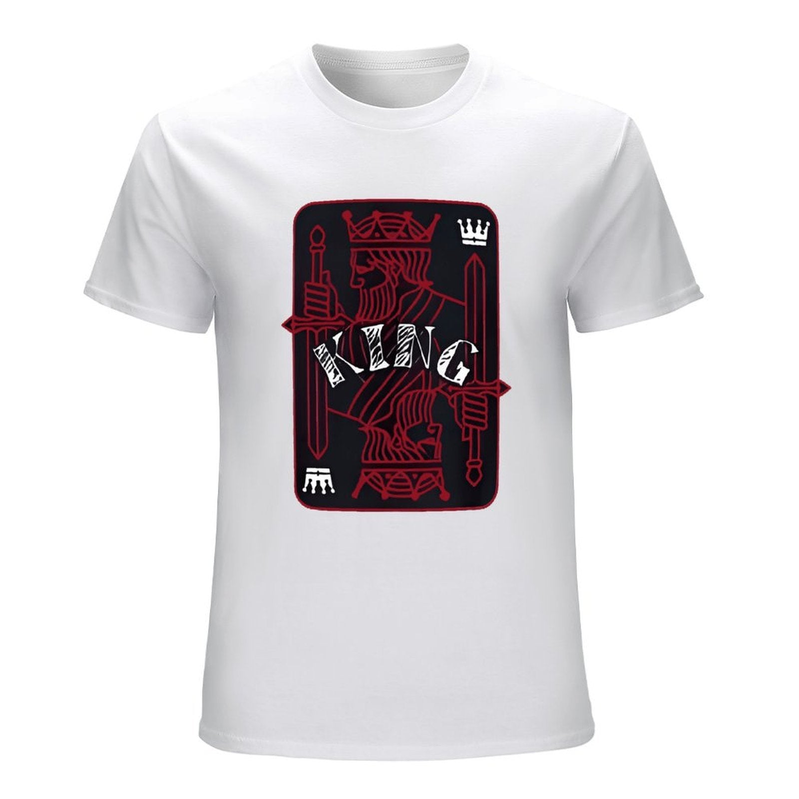 Inkmay Casual  Cotton T-shirt King Card Design With Swords Unisex T-shirtSimple YearRound T-Shirt