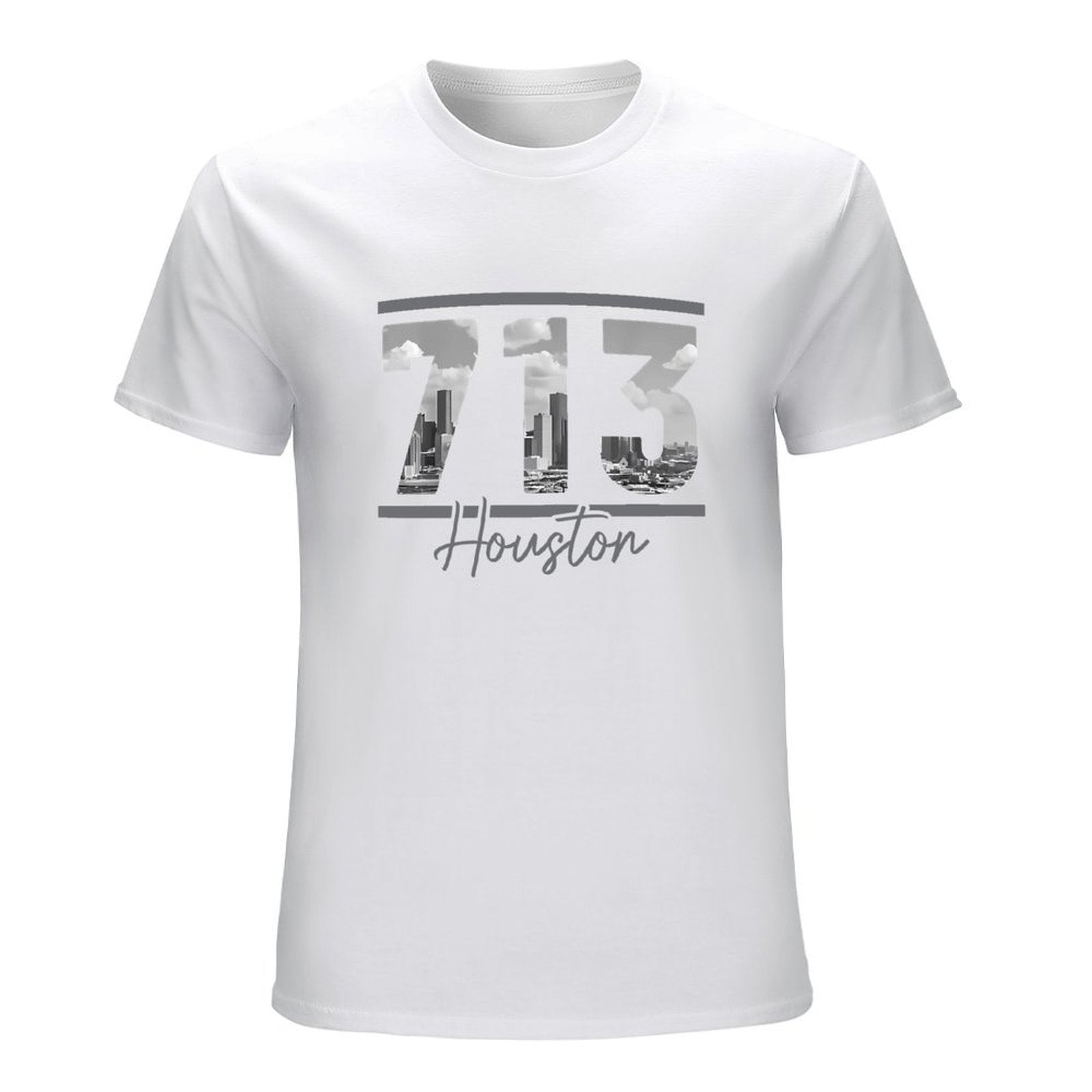 Inkmay Casual  Cotton T-shirt Cityscape With Skyscrapers And Clouds Unisex T-shirtSolid Minimal T-Shirt