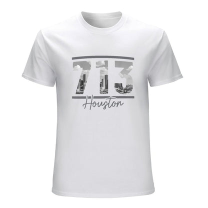 Inkmay Casual  Cotton T-shirt Cityscape With Skyscrapers And Clouds Unisex T-shirtSolid Minimal T-Shirt