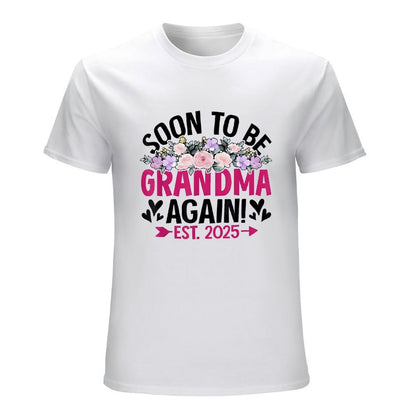 Inkmay Casual  Cotton T-shirt Soon To Be Grandma Again Est Unisex T-shirtBatch-Printed Printed T-Shirt