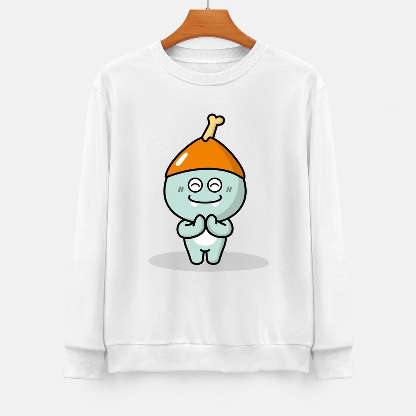 Front Patterned Long Sleeve TopPlain 100% Cotton