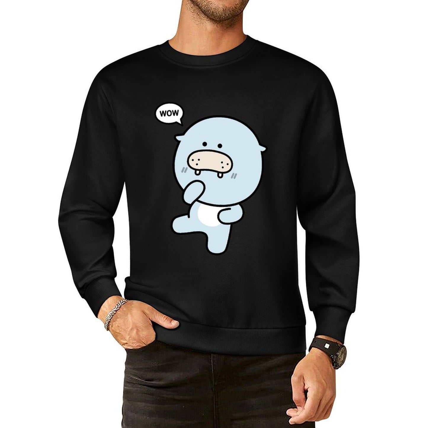 Front Patterned Long Sleeve TopDouble-Stitched SimpleFit