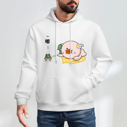 Double-Stitched Lightweight Front Graphic Hoodies