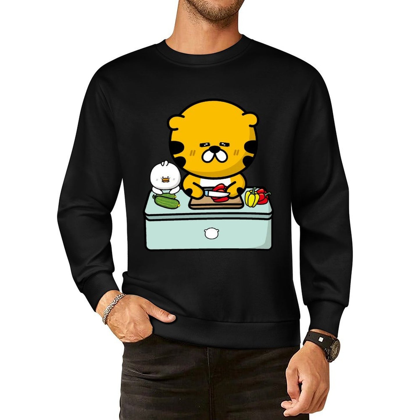Front Patterned Long Sleeve Top Soft-Touch Logo-Ready
