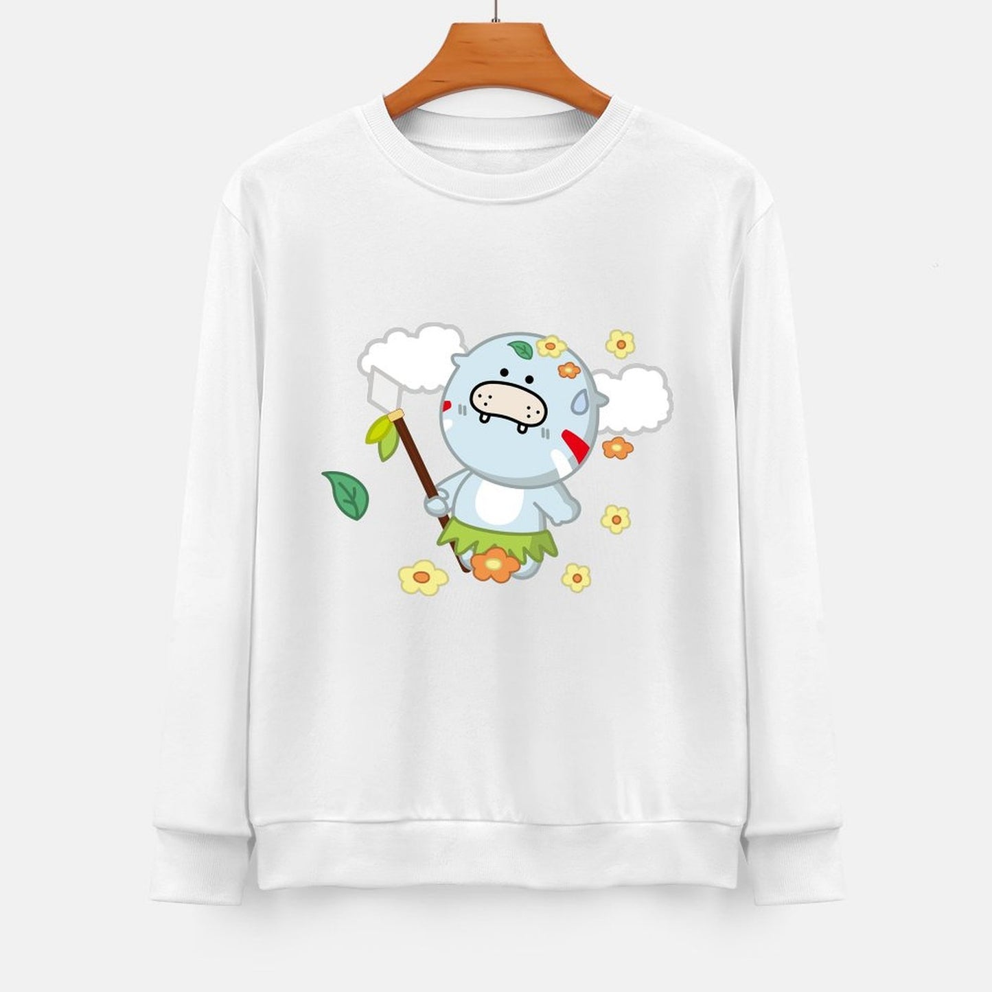 Front Patterned Long Sleeve TopPrint-Ready Plain