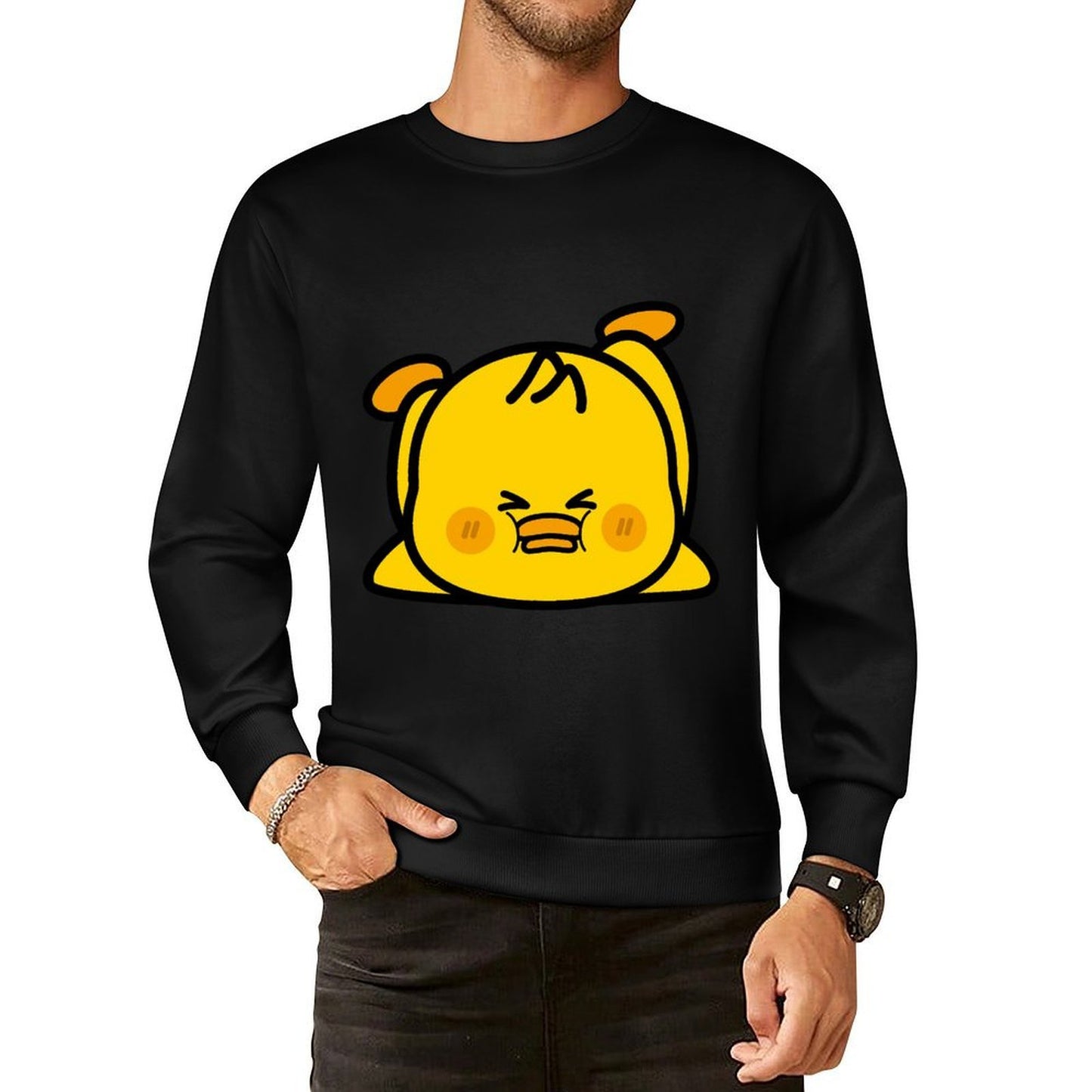 Front Patterned Long Sleeve TopStandard Oversized