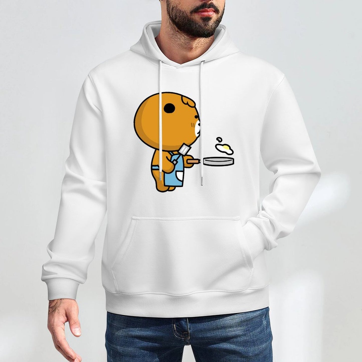 Batch-Printed Crewneck Front Graphic Hoodies