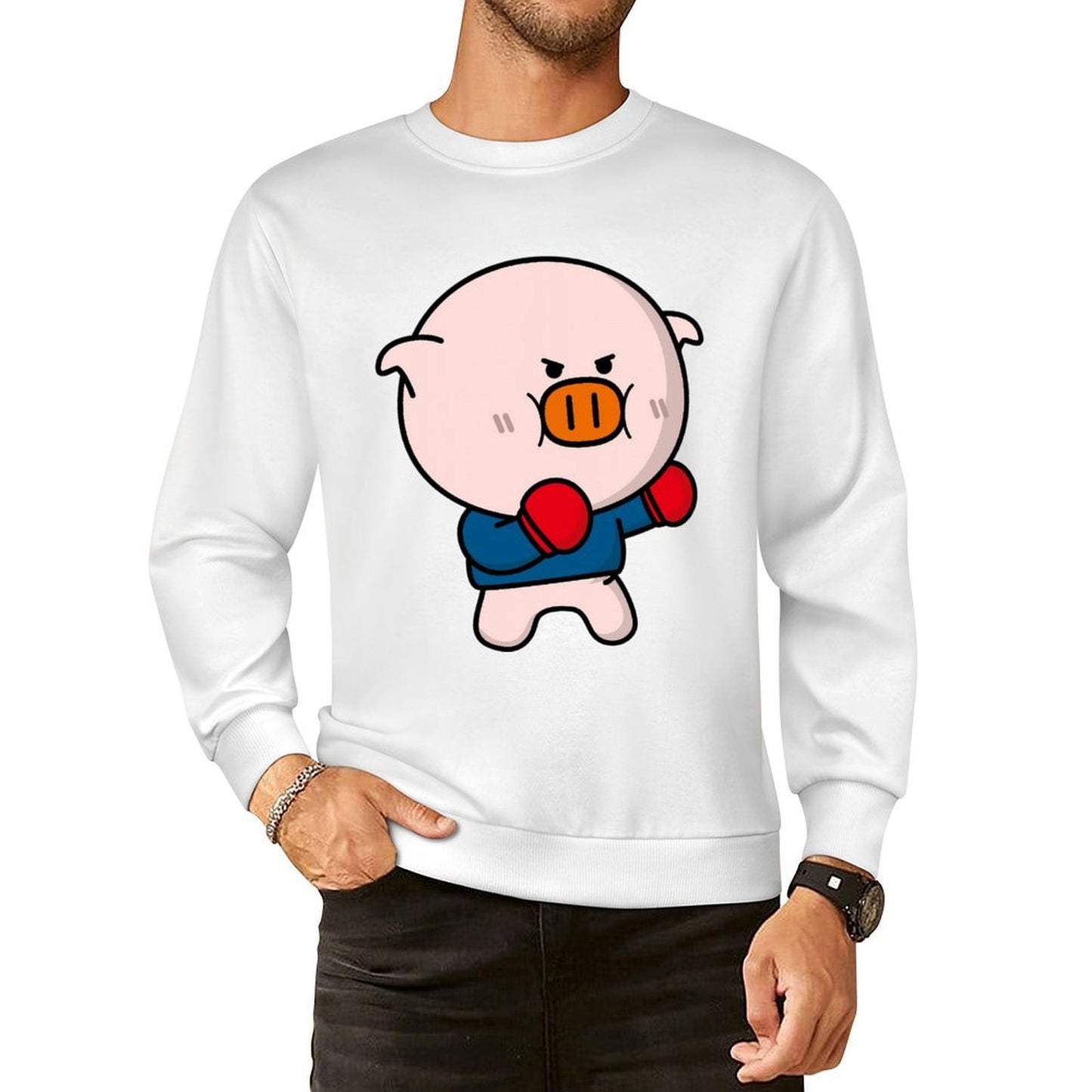 Front Patterned Long Sleeve TopSoft-Touch Crew Neck