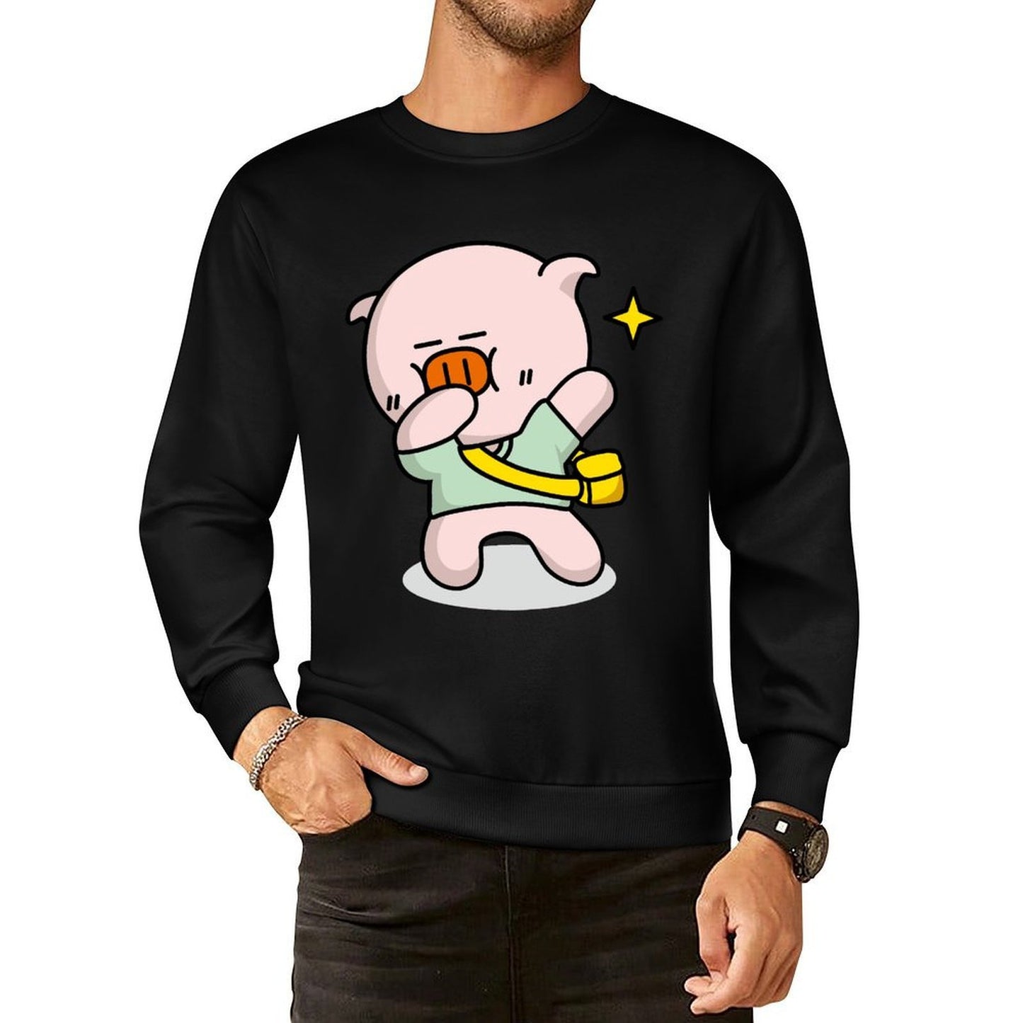 Front Patterned Long Sleeve TopTear-Resistant Fresh