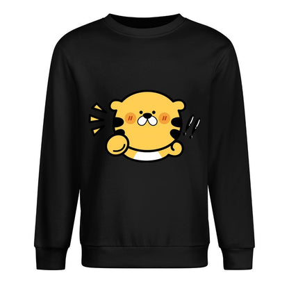 Front Patterned Long Sleeve TopMidweight Shrink-Resistant