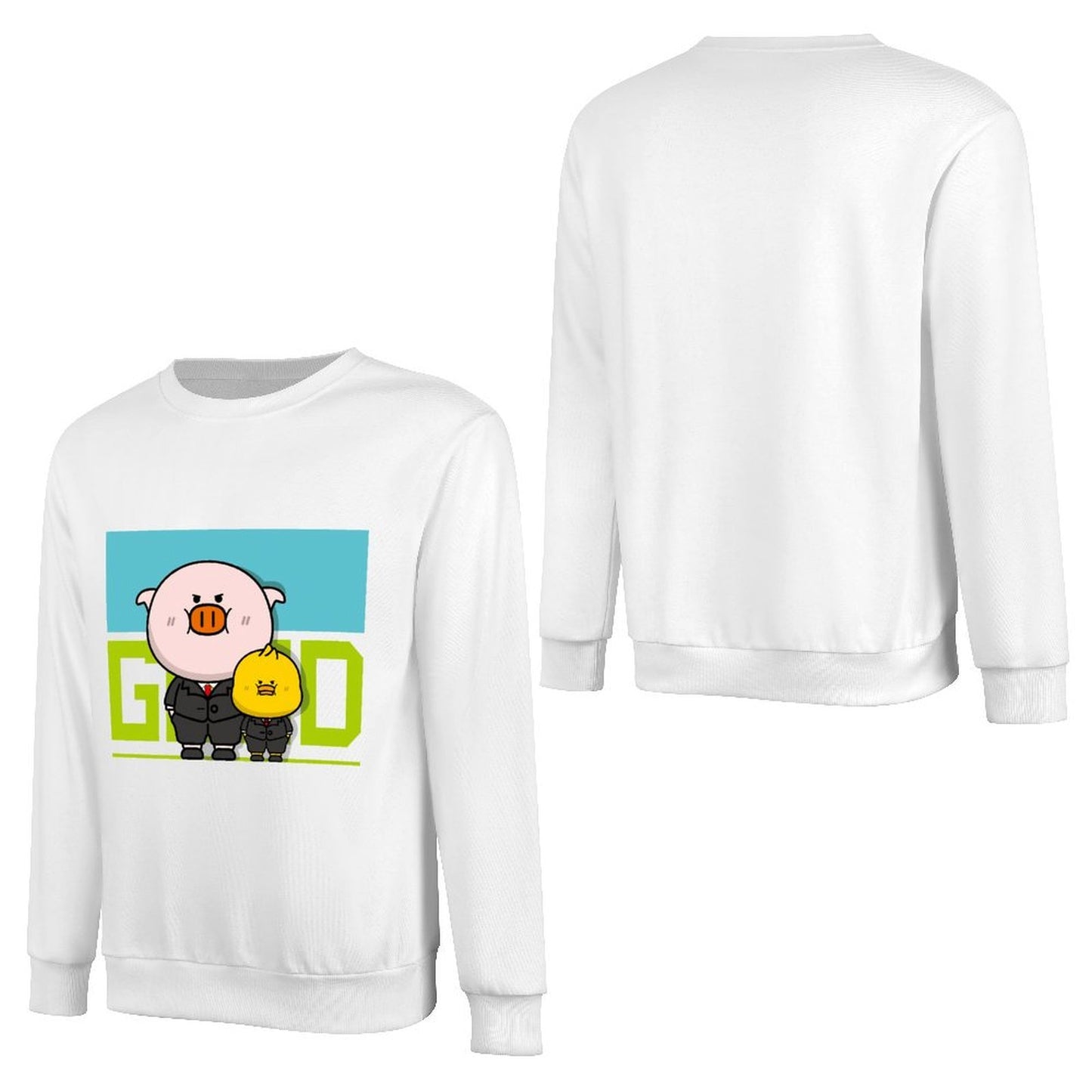 Front Patterned Long Sleeve TopSolid Crewneck