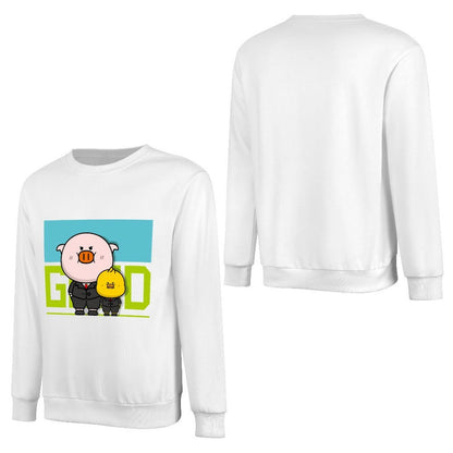 Front Patterned Long Sleeve TopSolid Crewneck