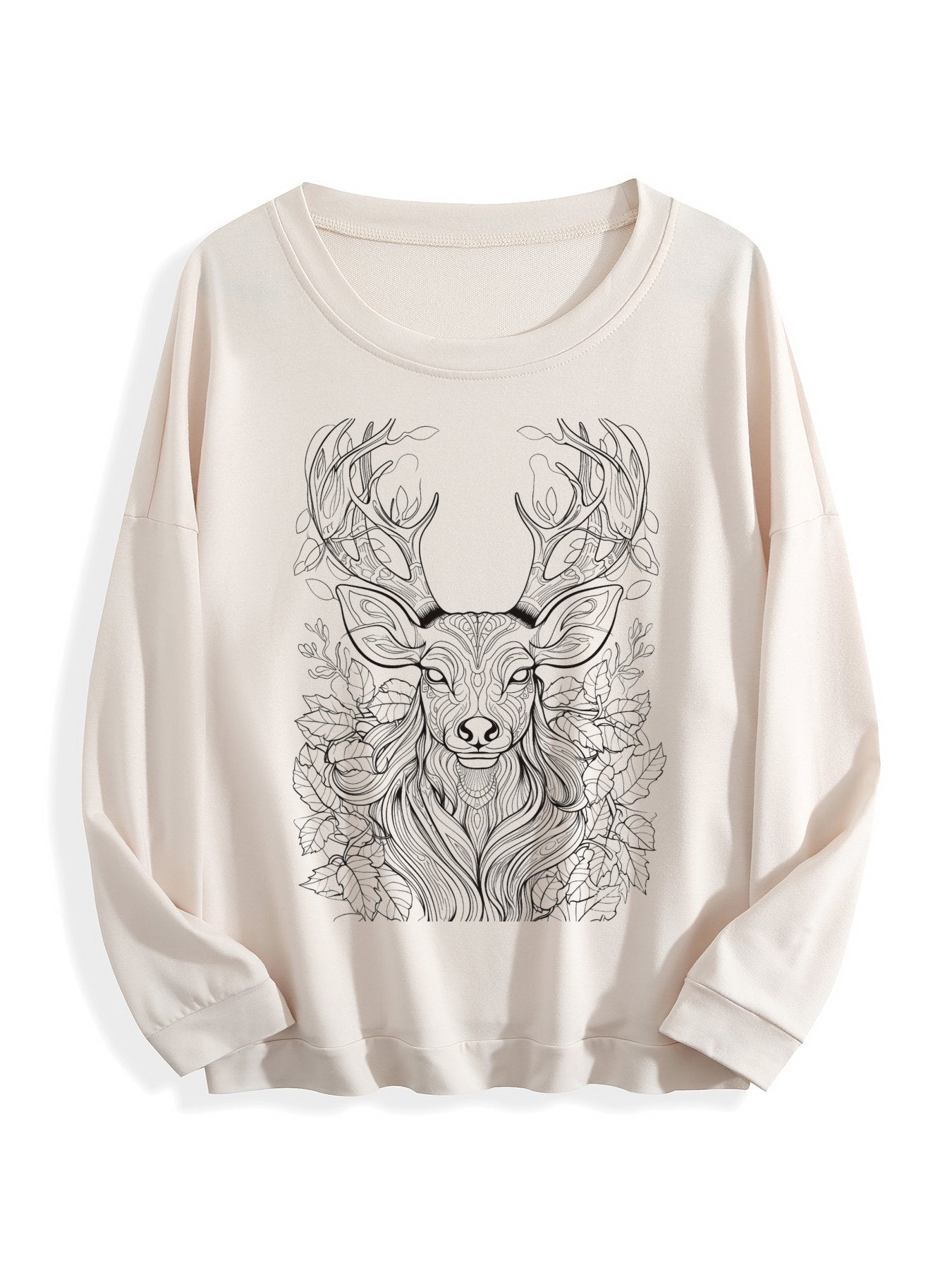 Customizable Christmas-themed long-sleeved shirt, natural style