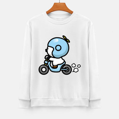 Front Patterned Long Sleeve TopUnisex Crew Neck