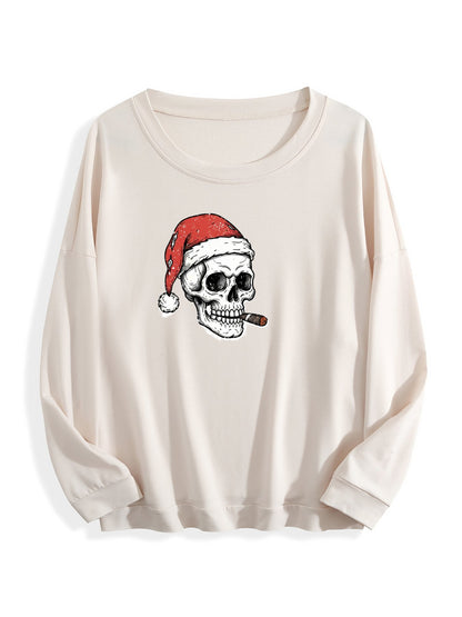 Customized Christmas-themed hoodies Skeleton smoking