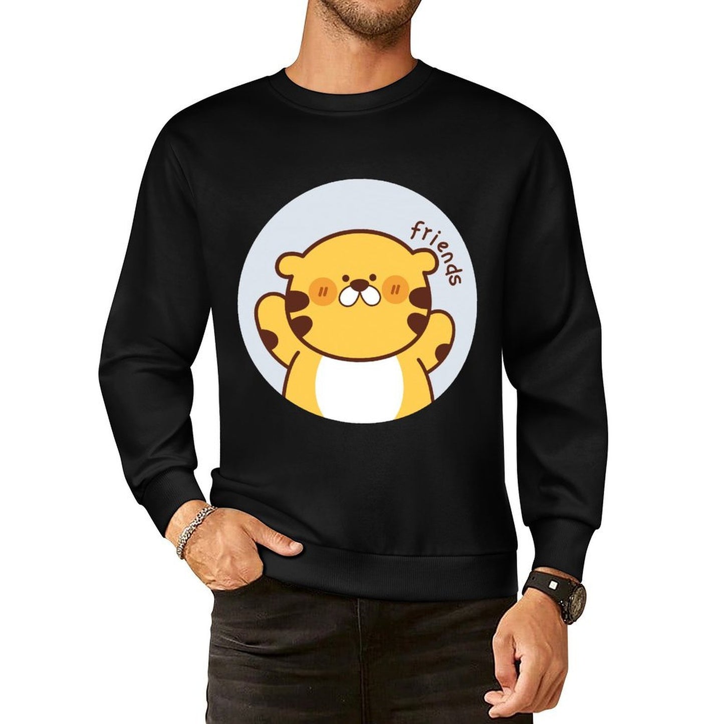 Front Patterned Long Sleeve TopCrew Neck EasyWear