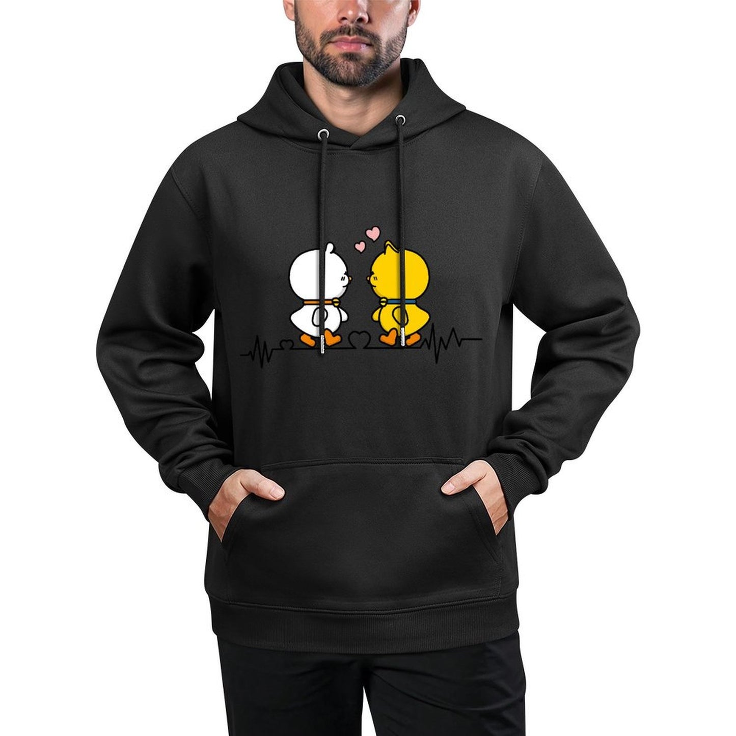 Solid LooseFit Front Graphic Hoodies