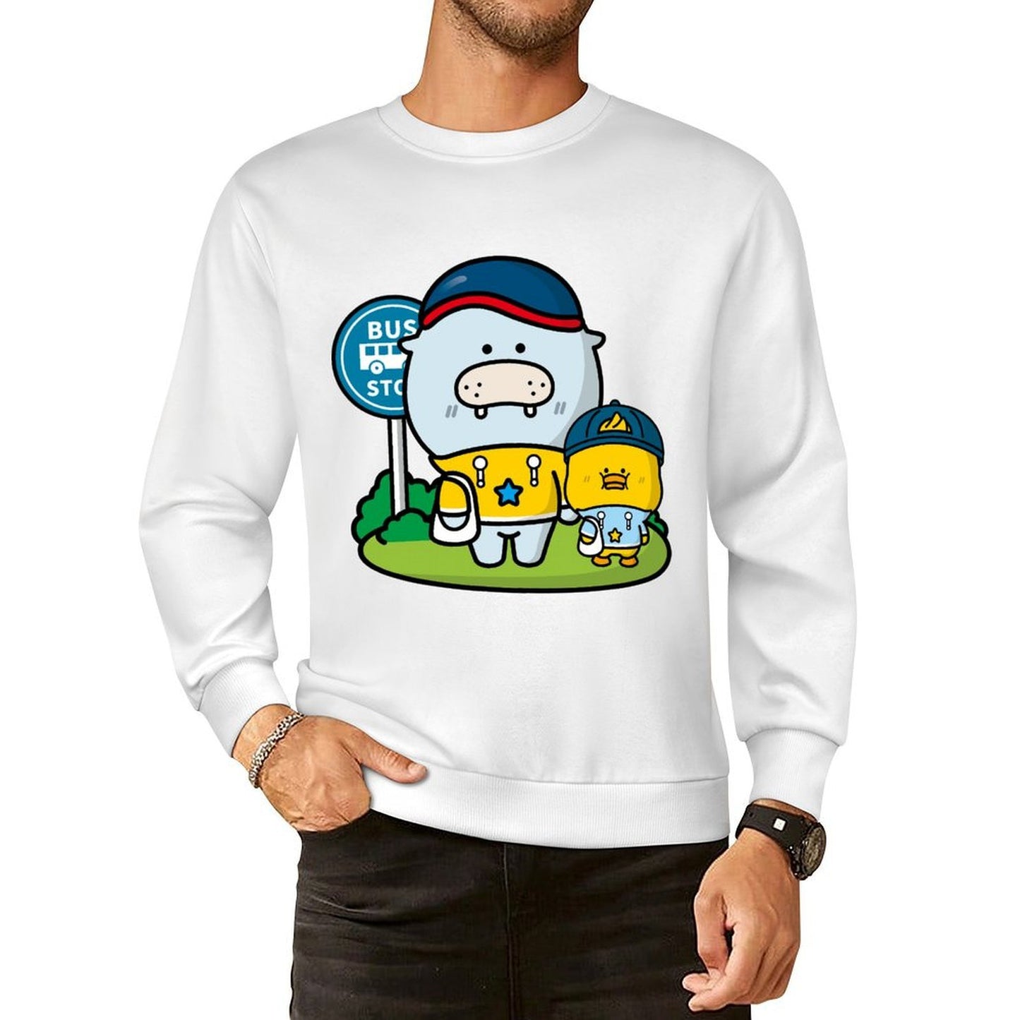 Front Patterned Long Sleeve TopMidweight ComfortLine