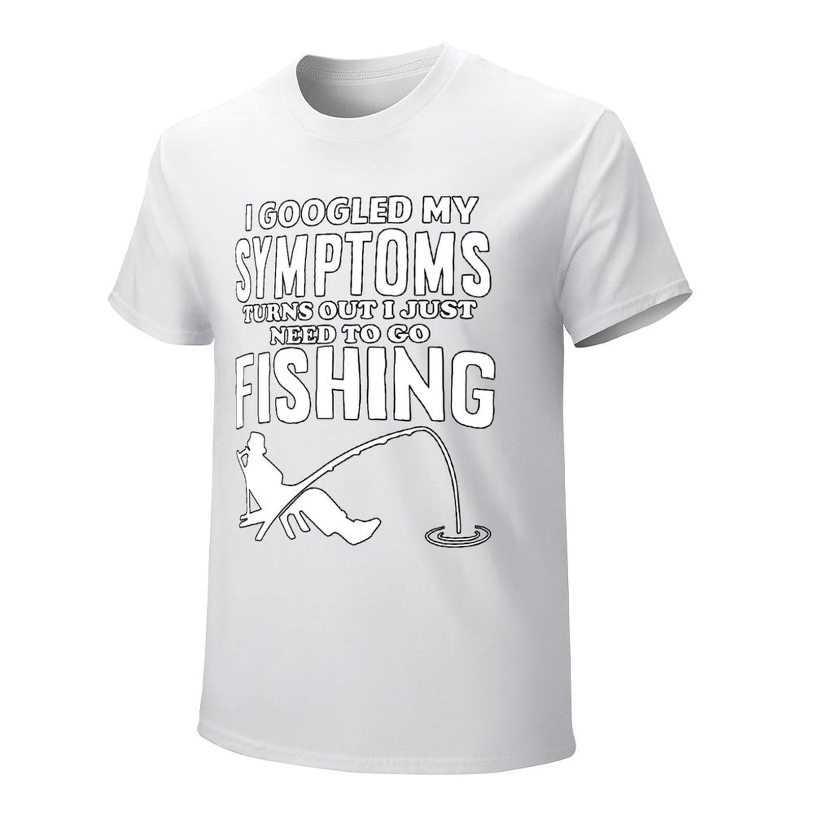 Inkmay Casual  Cotton T-shirt Fishing Theme Print On Black Background Unisex T-shirtTear-Resistant Wrinkle-Free T-Shirt