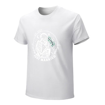 Inkmay Casual  Cotton T-shirt Floral Design With White Flowers Green Unisex T-shirtPerformance PureStyle T-Shirt