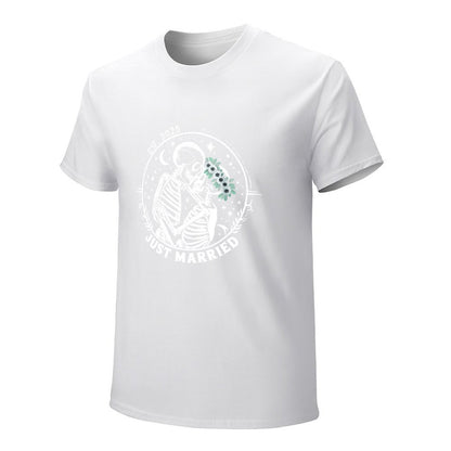 Inkmay Casual  Cotton T-shirt Floral Design With White Flowers Green Unisex T-shirtPerformance PureStyle T-Shirt
