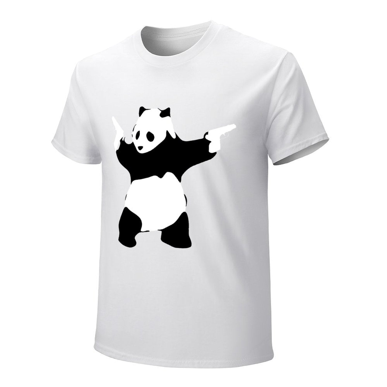 Inkmay Casual  Cotton T-shirt Panda Design On Black Background Unisex T-shirtClassic EverydayTee T-Shirt
