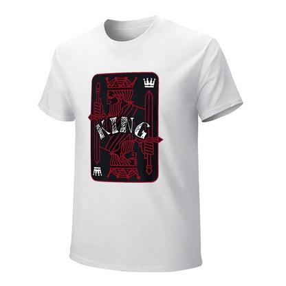 Inkmay Casual  Cotton T-shirt King Card Design With Swords Unisex T-shirtSimple YearRound T-Shirt