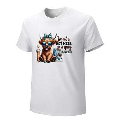 Inkmay Casual  Cotton T-shirt Cartoon Cow With Sunglasses And Sneakers Unisex T-shirtSoftWear ActiveWear T-Shirt