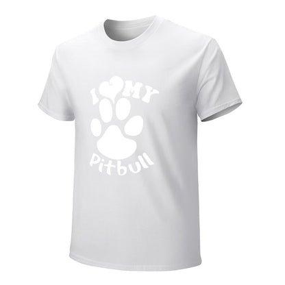 Inkmay Casual  Cotton T-shirt Paw Print With I Love My Unisex T-shirtAllDay AllSeason T-Shirt