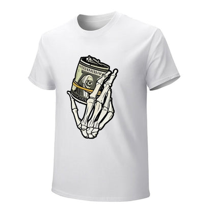 Inkmay Casual  Cotton T-shirt Skeleton Hand Holding Film Roll Art Unisex T-shirtChill Colorfast T-Shirt