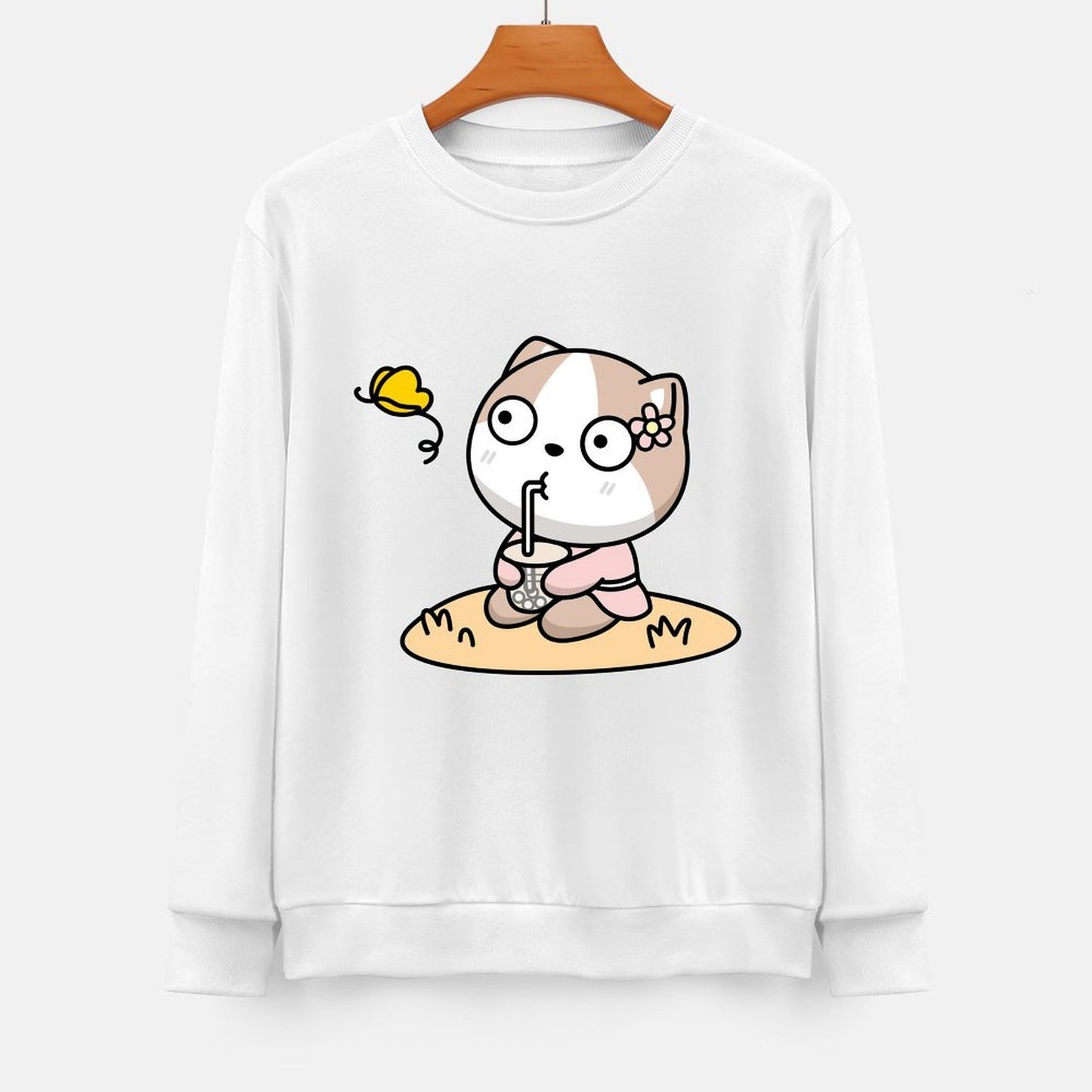 Front Patterned Long Sleeve TopMidweight Colorfast