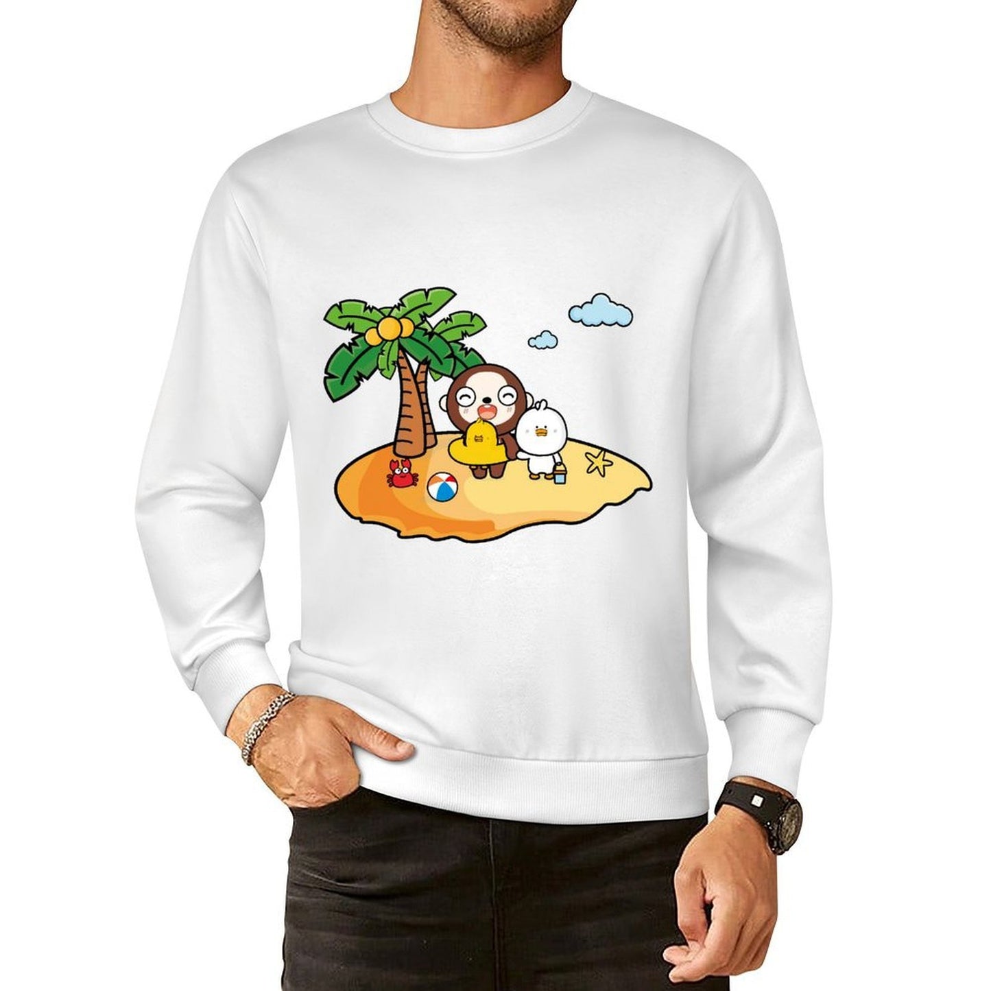 Front Patterned Long Sleeve TopUnisex Sharp