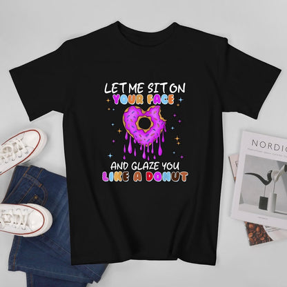 Inkmay Casual  Cotton T-shirt Donut With Pink Glaze And Sprinkles Unisex T-shirtClassicStyle EasyWear T-Shirt