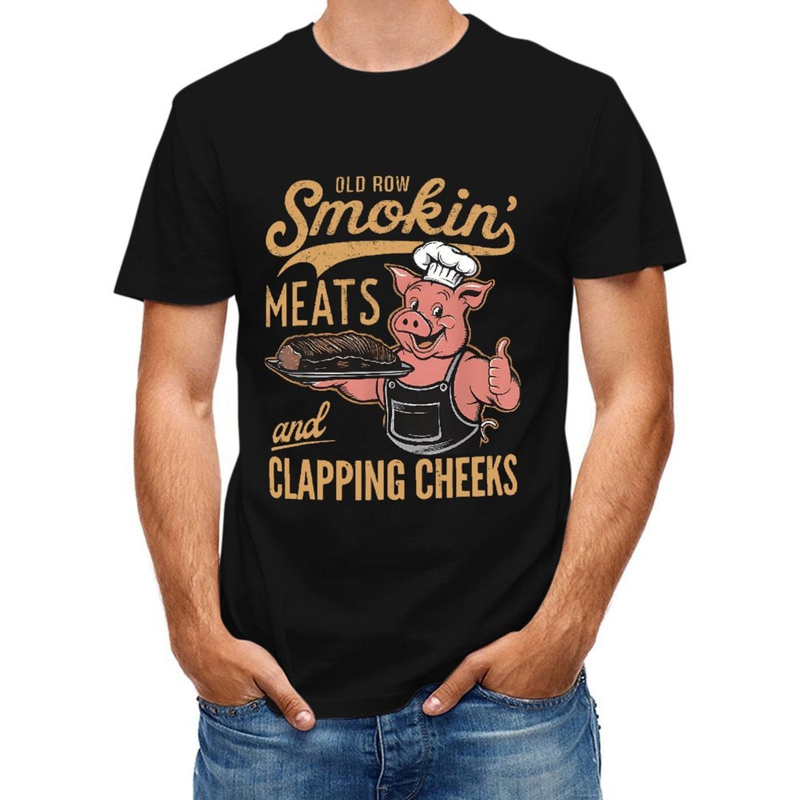 Inkmay Casual Cotton T-shirt Pig Holding Platter With Meat Dish Unisex T-shirtClean Fresh T-Shirt