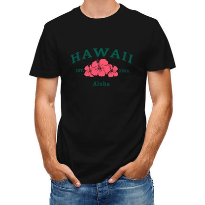 Inkmay Casual Cotton T-shirt Abstract Pink Shape On Green Background Unisex T-shirtPocket Tee Print-Ready T-Shirt