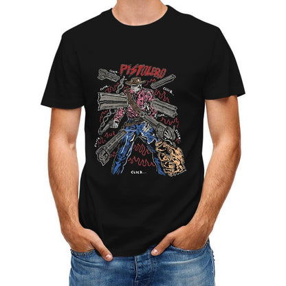 Inkmay Casual Cotton T-shirt Cowboy With Guns And Bandana Unisex T-shirtEasyStyle Studio T-Shirt
