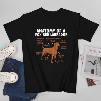 Inkmay Casual  Cotton T-shirt Anatomy Of A Fox Red Labrador Unisex T-shirtLightweight Colorfast T-Shirt
