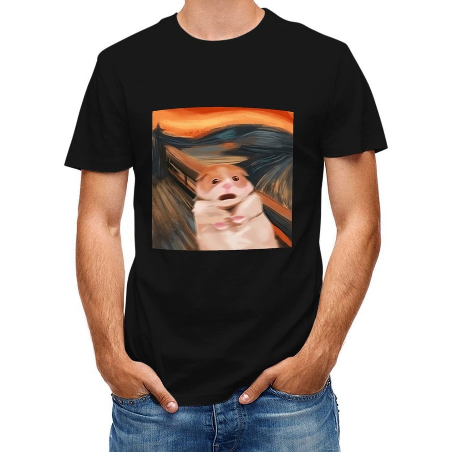 Inkmay Casual Cotton T-shirt Cute Puppy Under Car Pattern Print Unisex T-shirtActive ActiveStyle T-Shirt