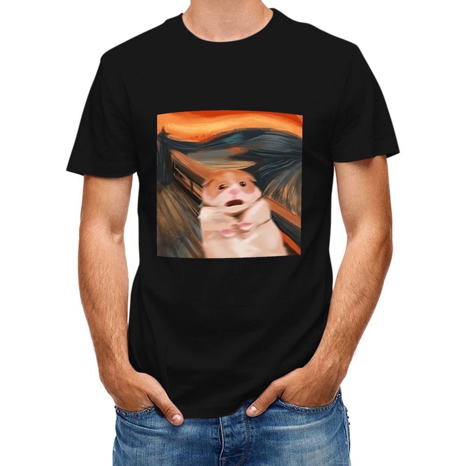 Inkmay Casual Cotton T-shirt Cute Puppy Under Car Pattern Print Unisex T-shirtActive ActiveStyle T-Shirt