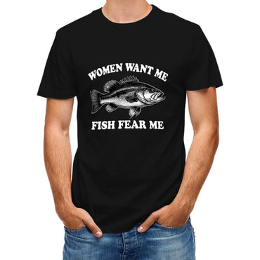 Inkmay Casual  Cotton T-shirt Black And White Fish Pattern Print Unisex T-shirtComfortSeries Neutral T-Shirt