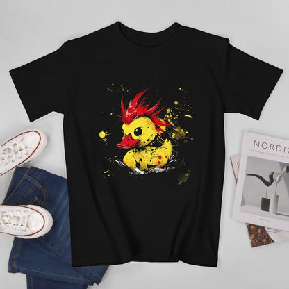 Inkmay Casual  Cotton T-shirt Stylish Duck With Red Hair Splatter Unisex T-shirtLifestyleLine ClassicStyle T-Shirt