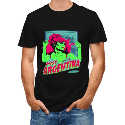Inkmay Casual Cotton T-shirt Miss Argentina Bright Green Pink Art Unisex T-shirtEssentialFit Printing T-Shirt