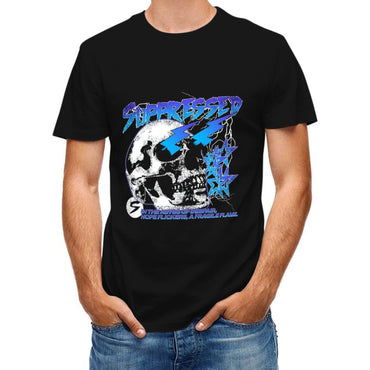 Inkmay Casual Cotton T-shirt Skull Design With Lightning And Stars Unisex T-shirtSoftTouch Seamless T-Shirt